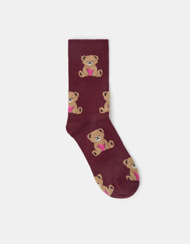 Teddy Bear Print Socks, , large