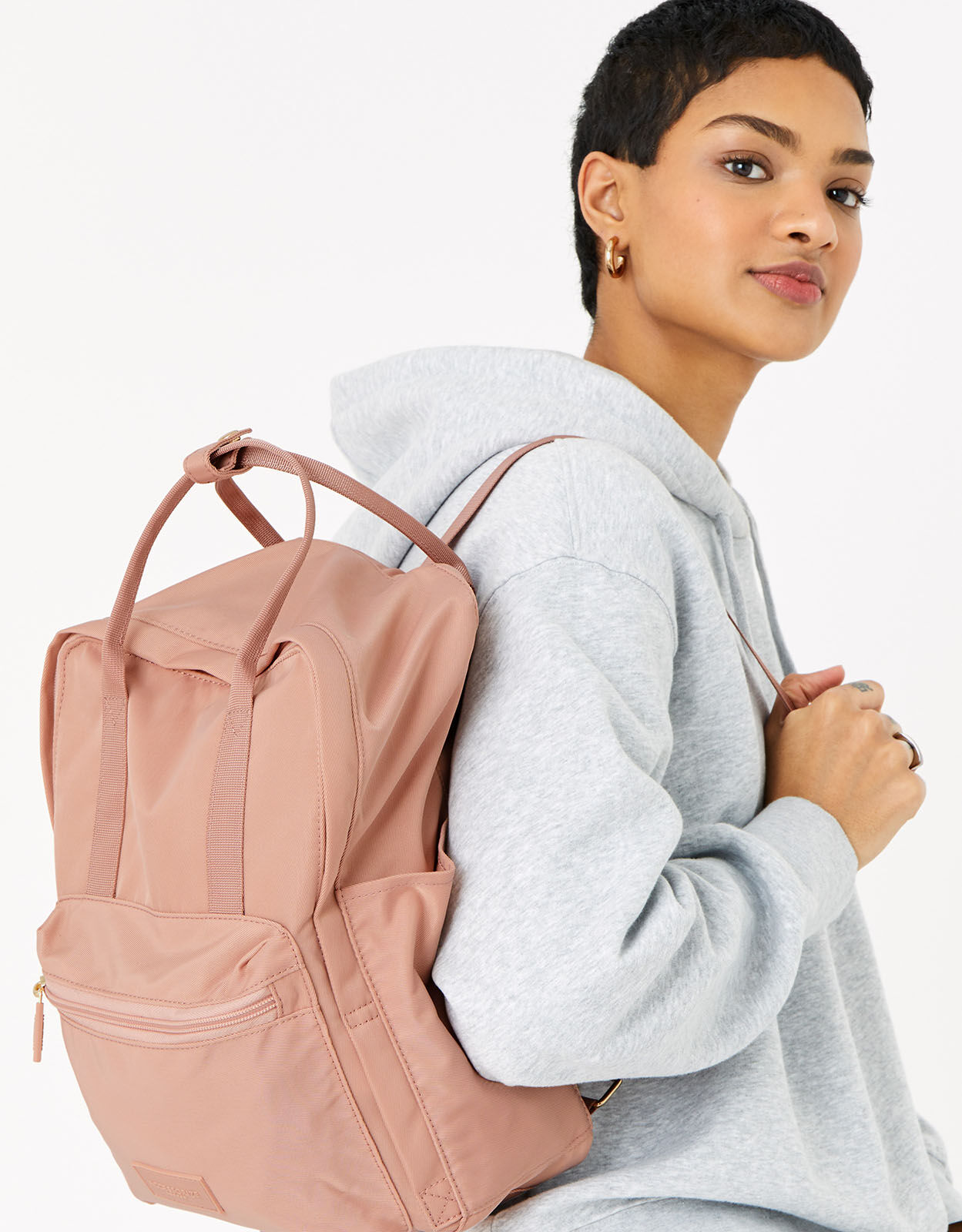 Pink canvas backpack store