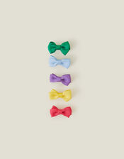 Girls Mini Bow Hair Clips 5 Pack, , large