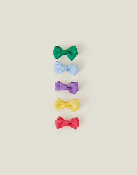 Girls Mini Bow Hair Clips 5 Pack, , large