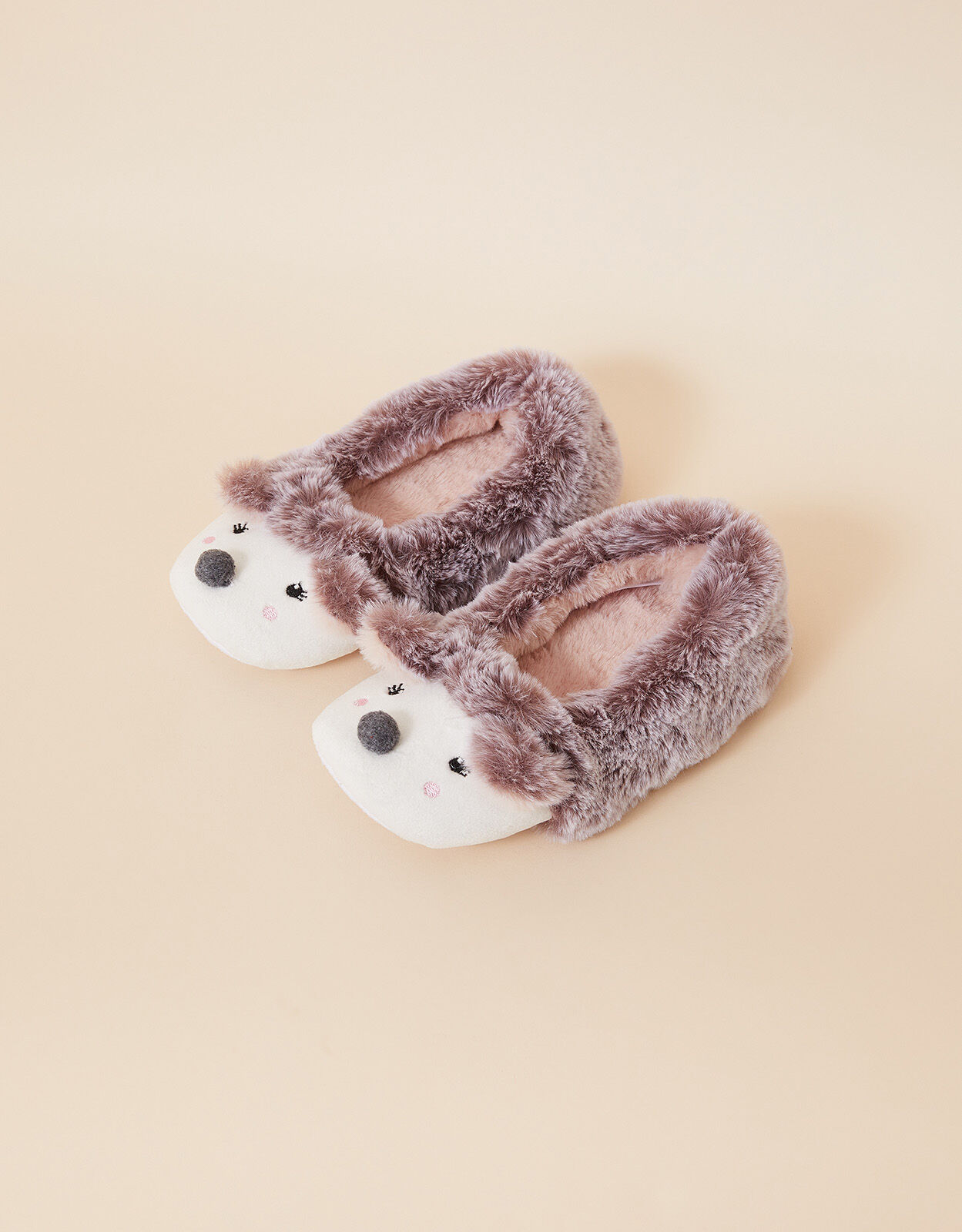 Girls Tiggy Hedgehog Slippers Mink Girls slippers Accessorize