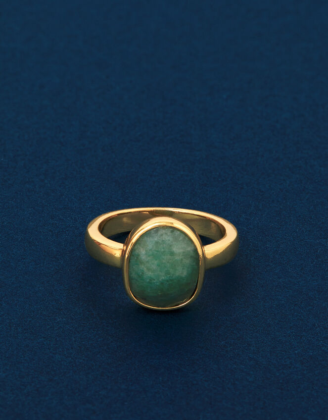 14ct Gold-Plated Aventurine Ring, Gold (GOLD), large