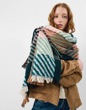 Check Knit Blanket Scarf, , large