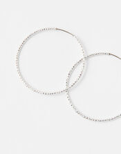 Medium Textured Hoop Earrings, Silver (SILVER), large