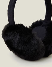 Faux Fur Earmuffs, Black (BLACK), large