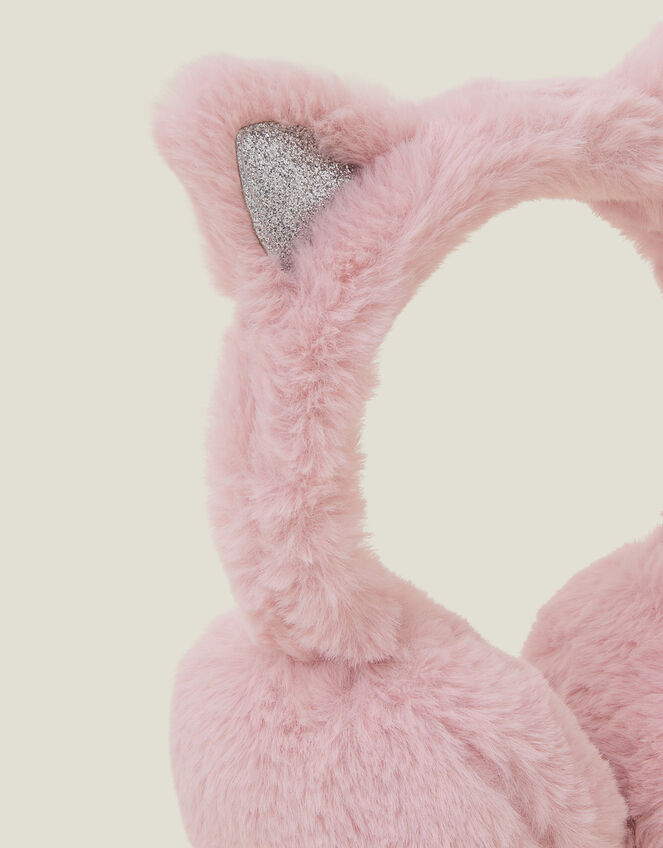 Girls Faux Fur Cat Earmuffs, , large