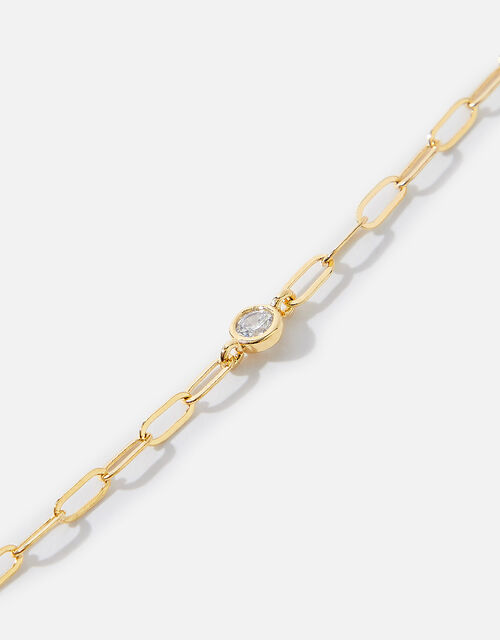 Gold-Plated Sparkle Station Chain Necklace, , large