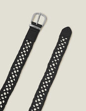 Plait Raffia Belt, Black (BLACK), large