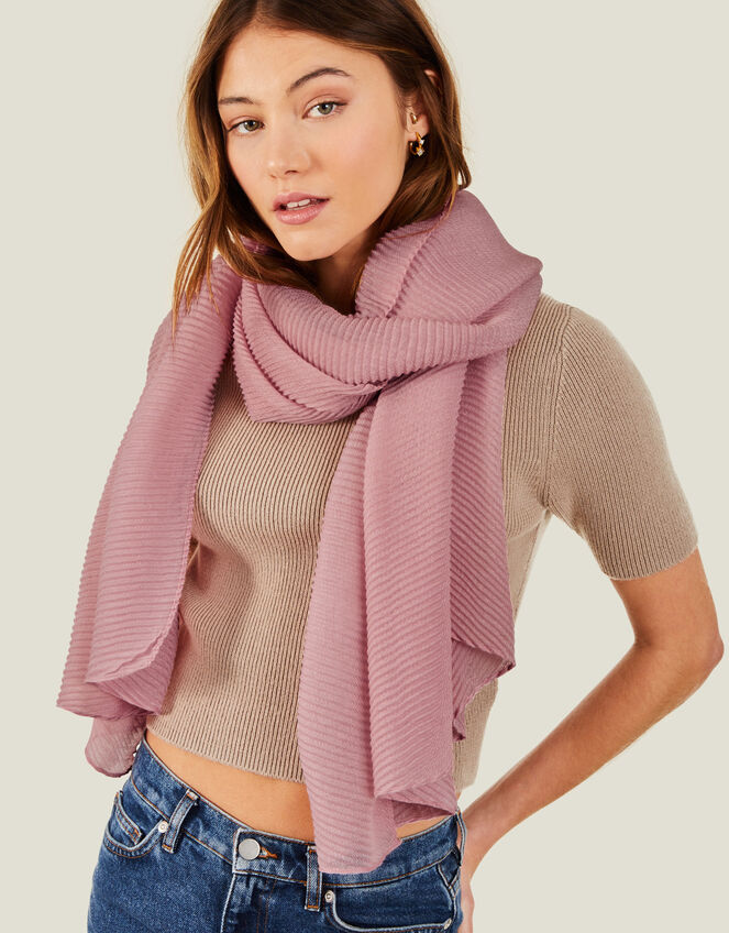 Lightweight Pleated Scarf, Pink (PALE PINK), large