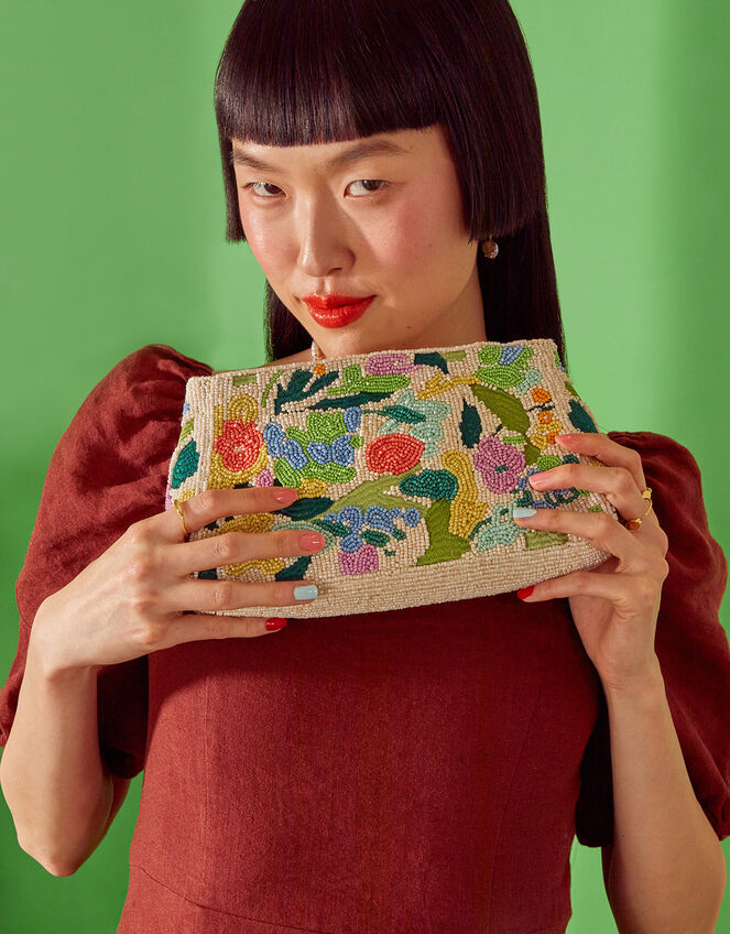 Floral Beaded Zip CrossBody Bag Clutch bags Accessorize UK