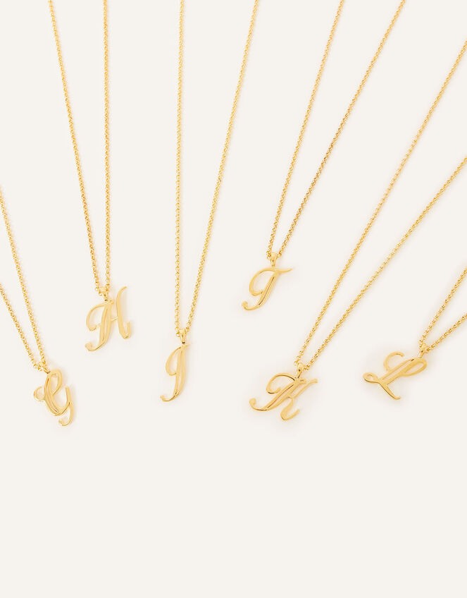 14ct Gold-Plated Script Initial Pendant Necklace, Gold (GOLD), large