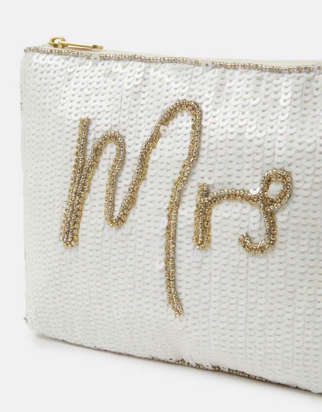 Mrs Sequin Bridal Pouch, , large