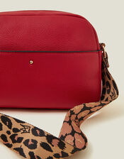 Leopard Webbing Strap Cross-Body Camera Bag, , large