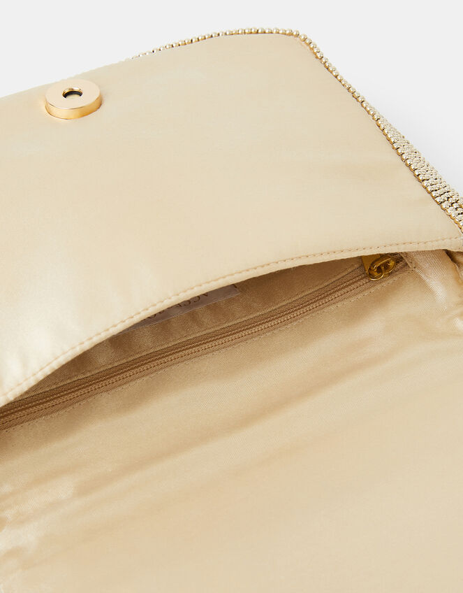 Embellished Fold Over Clutch Bag, Gold (GOLD), large
