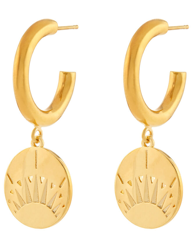 Gold-Plated Charm Hoop Stud Earrings, , large