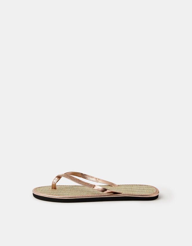 Sparkle Seagrass Flip Flops, Gold (ROSE GOLD), large