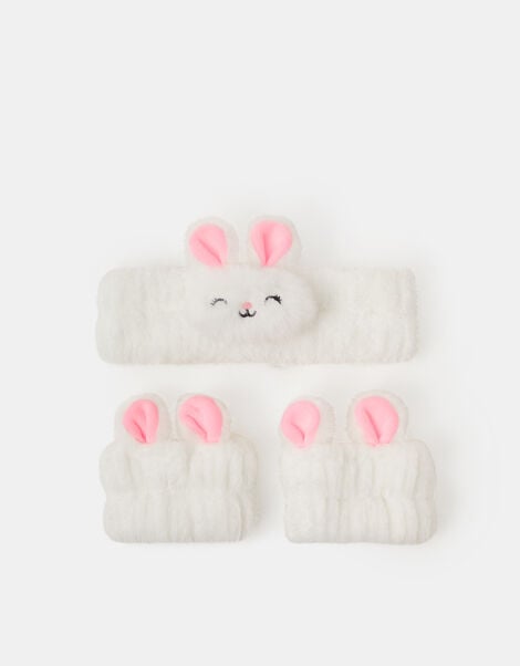 Girls Furry Bunny Wash Band Set, , large