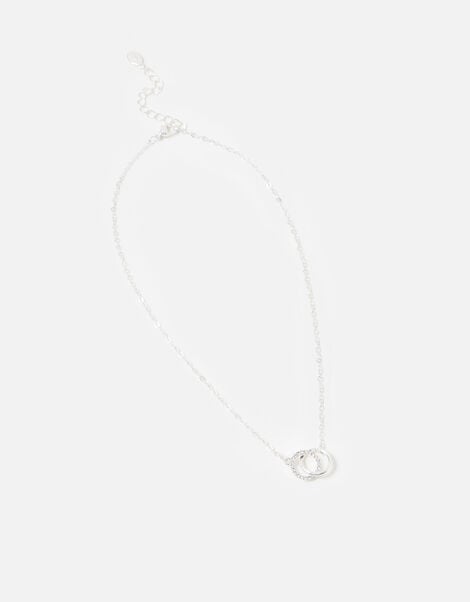 Linked Circle Pendant Necklace, Silver (SILVER), large