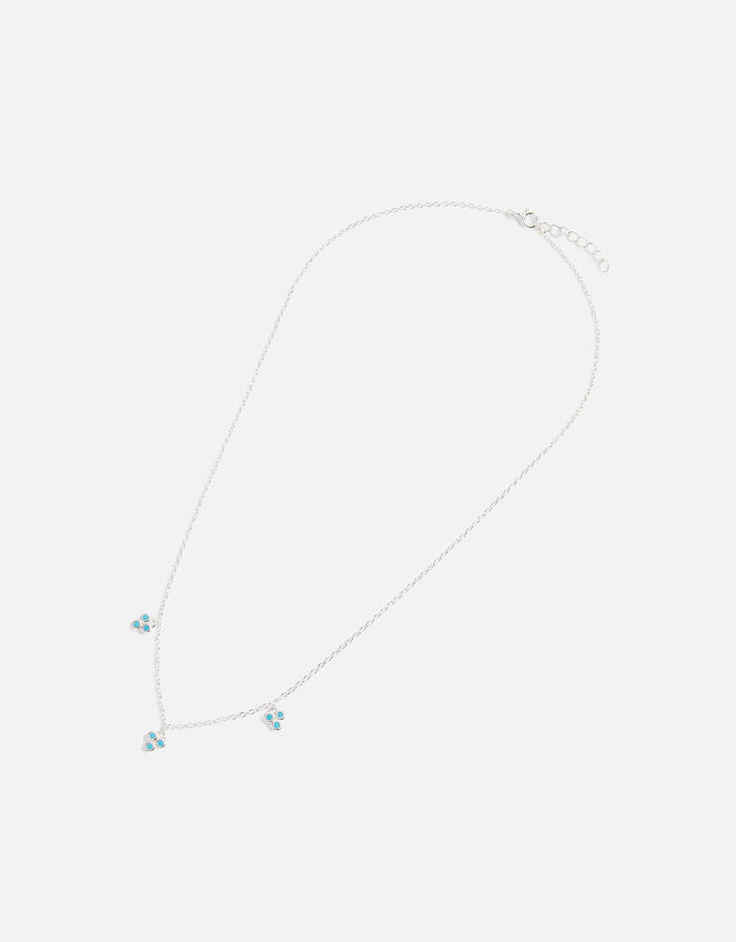 Sterling Silver Turquoise Station Charm Necklace, , large
