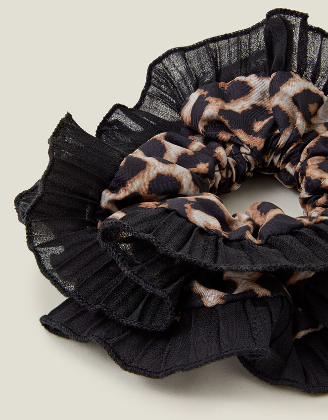 Oversized Leopard Print Hair Scrunchie, , large