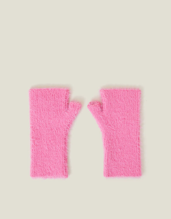 Fluffy Cut Off Gloves, Pink (PINK), large