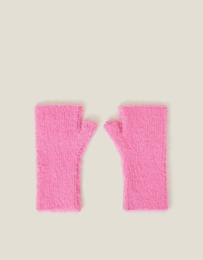 Fluffy Cut Off Gloves, Pink (PINK), large