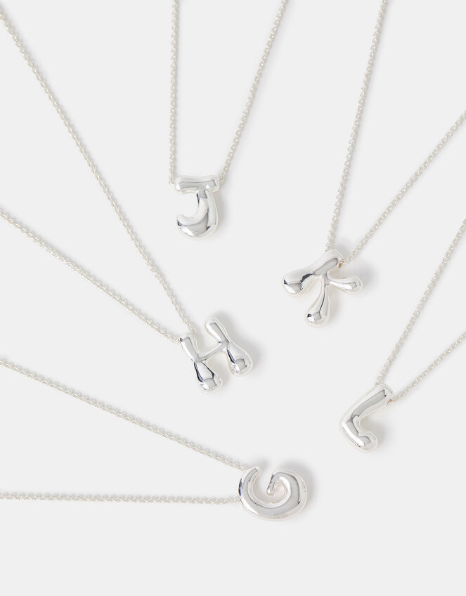 Bubble Initial Pendant Necklace, Silver (SILVER), large