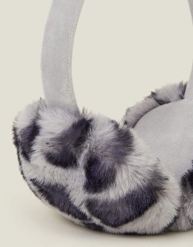 Faux Fur Earmuffs, Black (BLACK WHITE), large