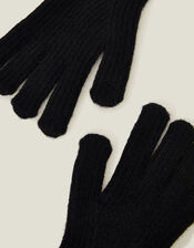 Rib Knit Gloves, Black (BLACK), large
