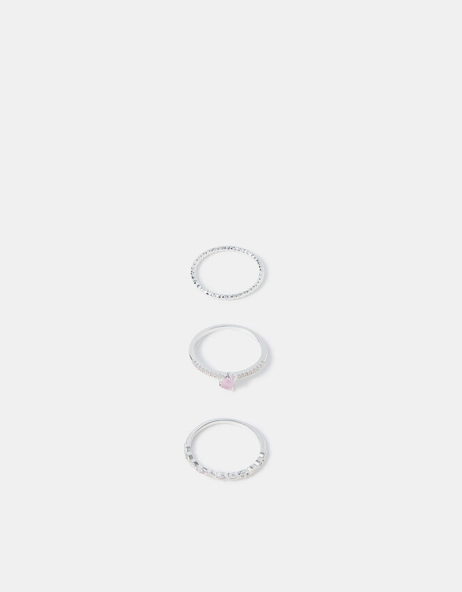 3-Pack Sterling Silver-Plated Sparkle Rings, Silver (ST SILVER), large