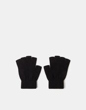 Plain Fingerless Gloves, Black (BLACK), large