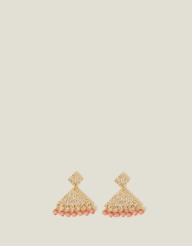 Pyramid Facet Bead Drop Earrings, , large