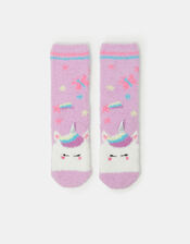 Girls Unicorn Bed Socks, Purple (LILAC), large