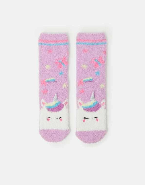 Girls Unicorn Bed Socks, Purple (LILAC), large