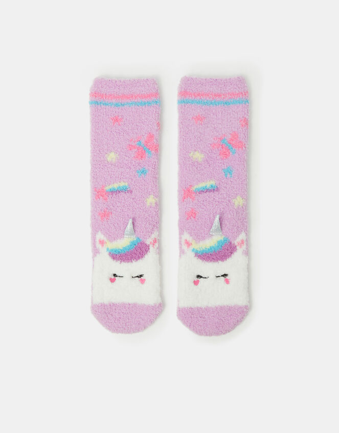 Girls Unicorn Bed Socks, Purple (LILAC), large
