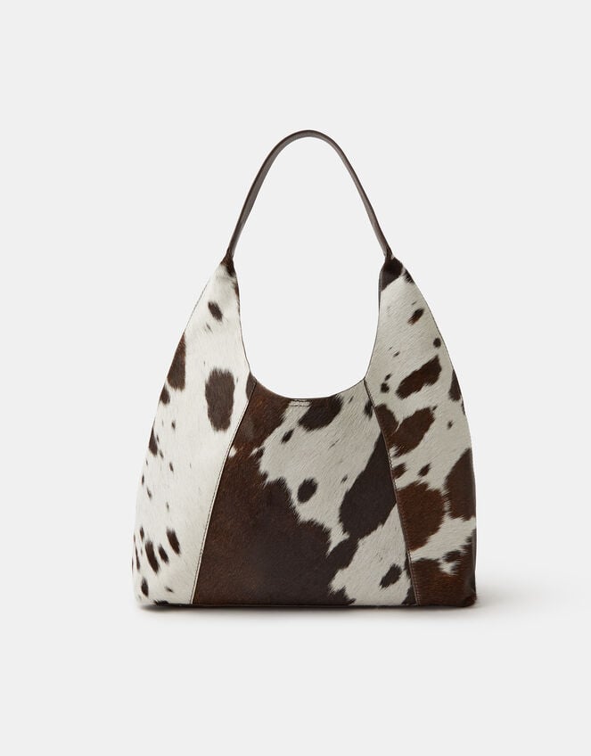 Cow Print Leather Shoulder Bag, , large