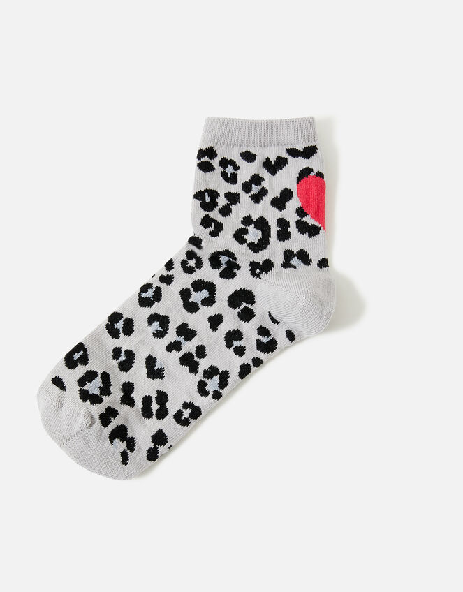 Animal Contrast Heart Crop Sock, Black (BLACK WHITE), large