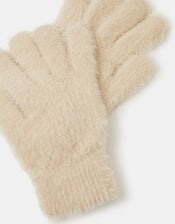 Fuzzy Knit Gloves  , Natural (NATURAL), large