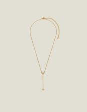 14ct Gold-Plated Diamante Star Lariat Necklace, , large