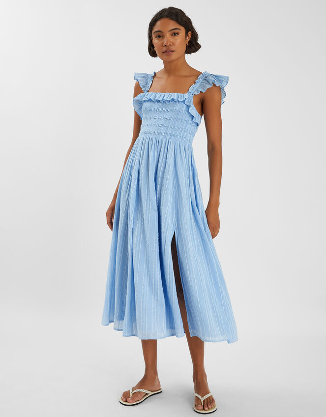 Sleeveless Frilly Tassel Top, Blue (BLUE), large