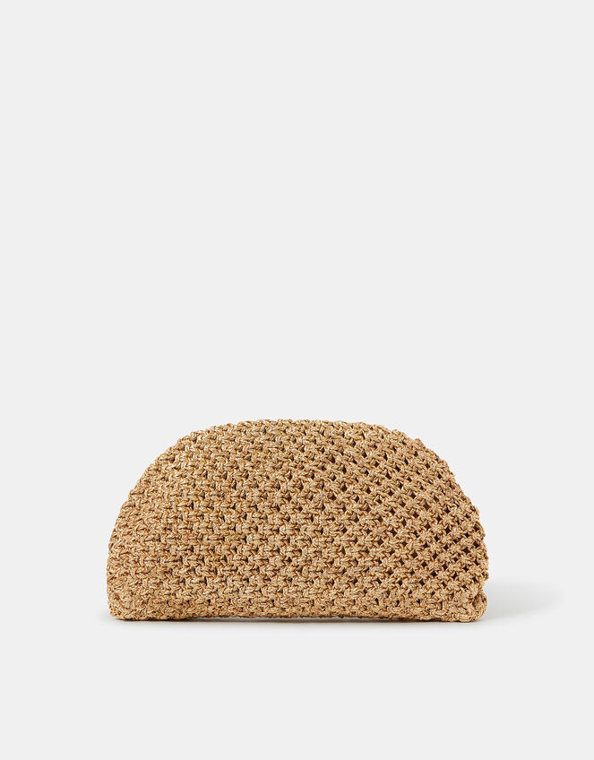 Metallic Woven Clutch Bag, , large