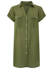 Beach Shirt Dress in LENZING™ ECOVERO™, Green (KHAKI), large