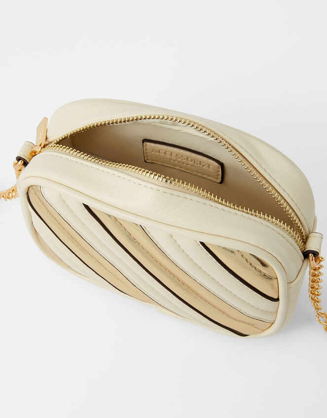 Stripe Cross-Body Camera Bag, Cream (CREAM), large
