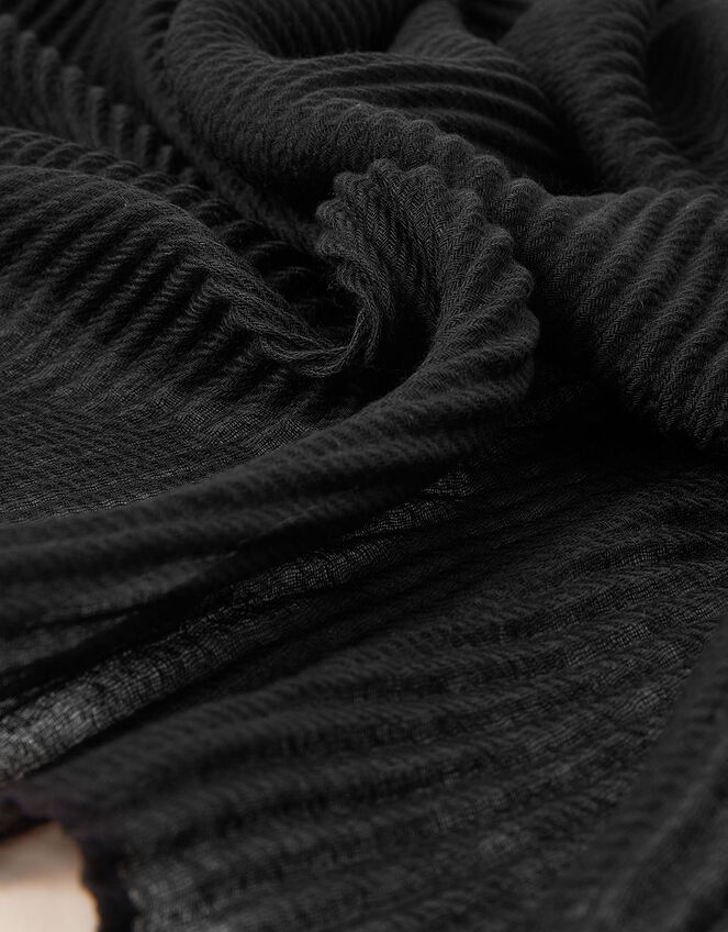 Lightweight Pleat Scarf, Black (BLACK), large