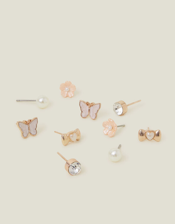 5-Pack Girls Pearly Stud Earrings, , large