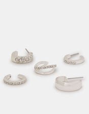 5-Pack Diamanté Hoop & Cuff Earrings, , large