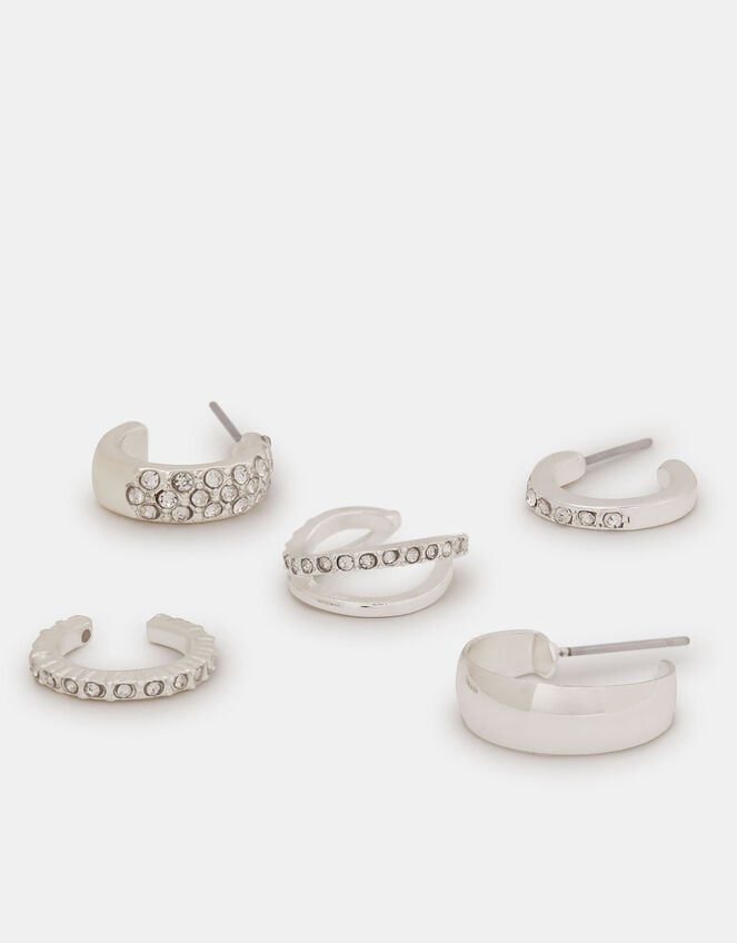 5-Pack Diamanté Hoop & Cuff Earrings, , large