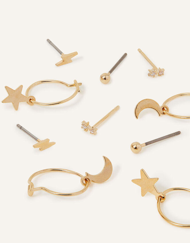 14ct Gold-Plated Earrings 5 Pack, , large