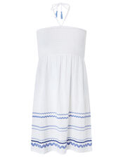 Cotton Bandeau Beach Dress, White (WHITE), large