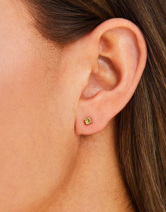 3-Pack 14ct Gold-Plated Stud Earrings, , large